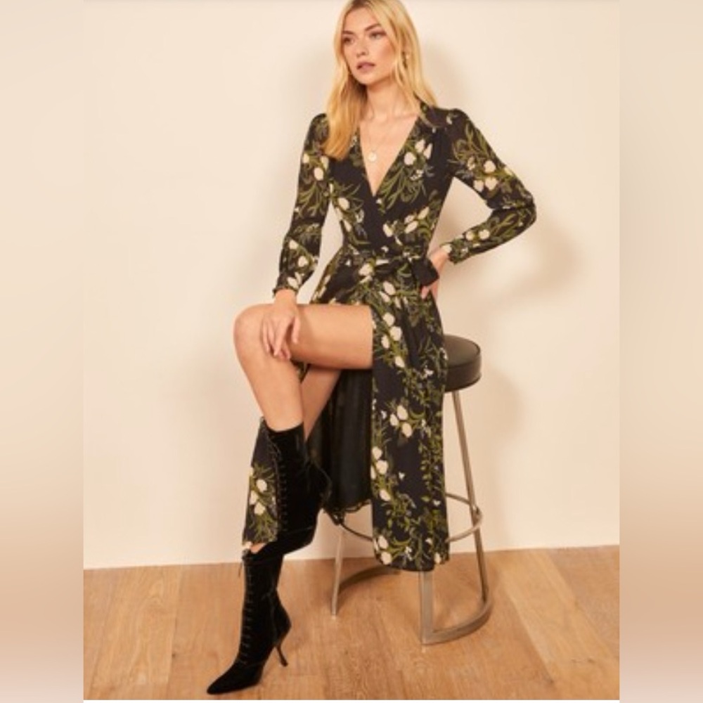 Reformation Floral Dress Susanna Wrap Midi Size Xs